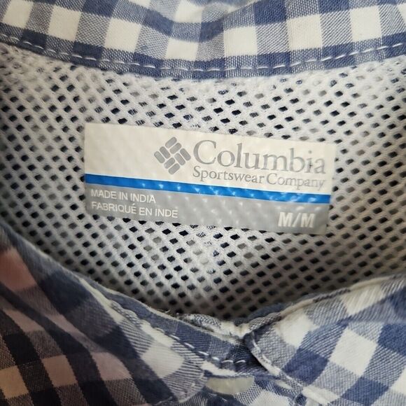Columbia Shirt Women's Medium Blue Long Sleeve Button Down Vented Logo fishing - Picture 3 of 9